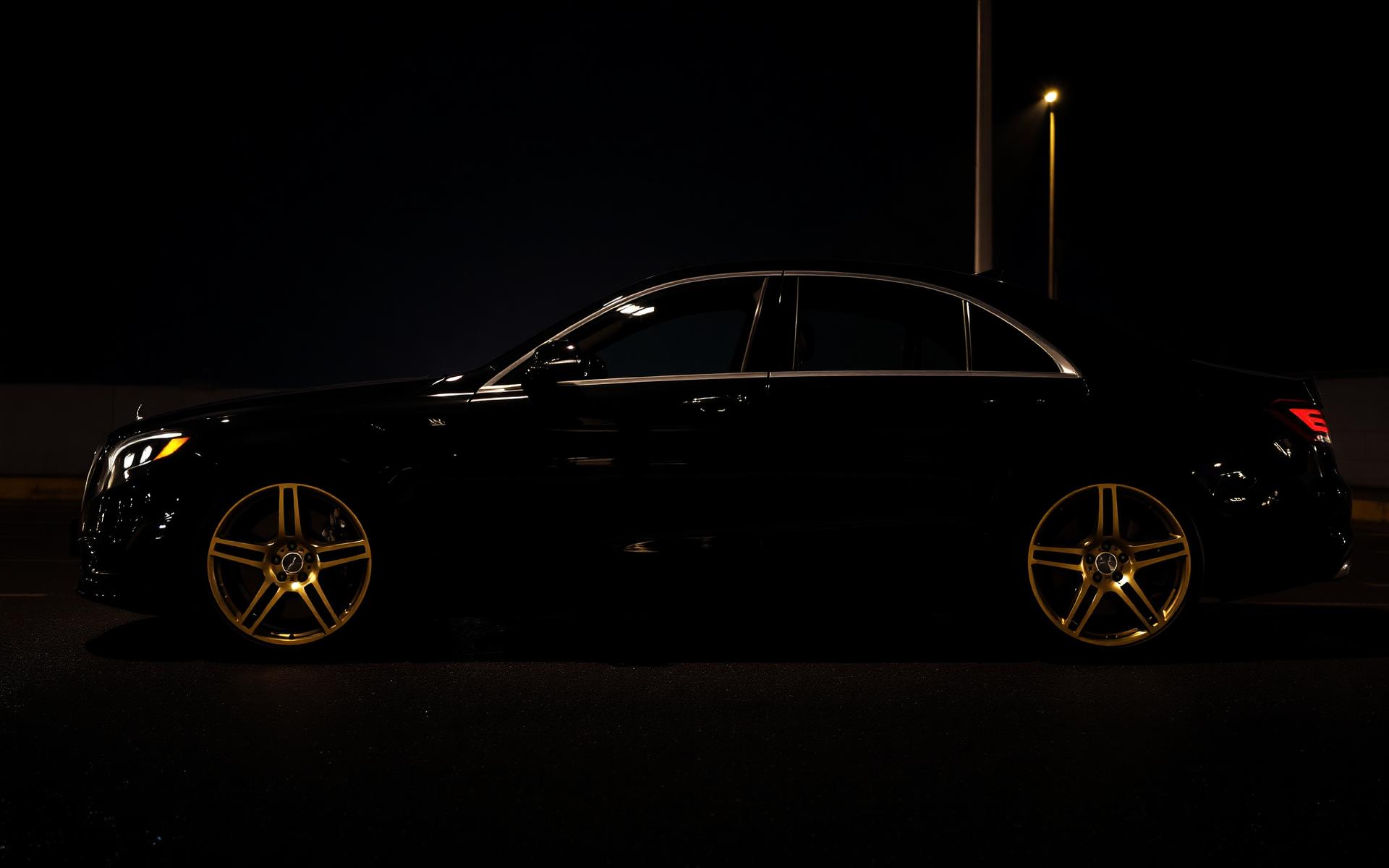 Luxury car under night lights in Morocco